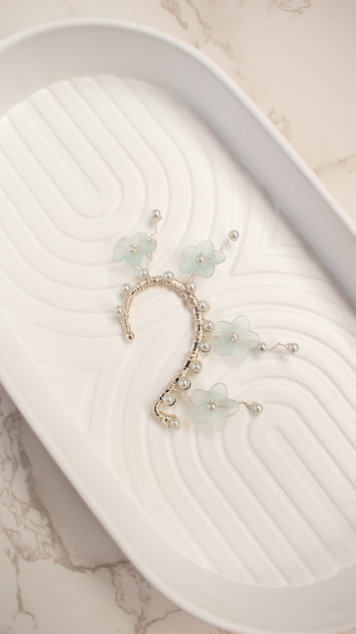 Alicia Baby Blue Flowers Ear Cuff