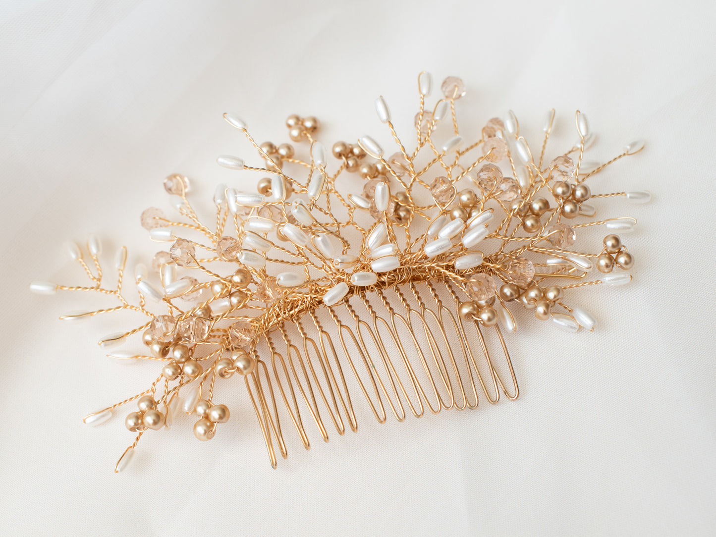 Paula Off-White and Gold Headpiece