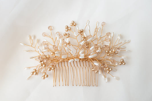 Paula Off-White and Gold Headpiece