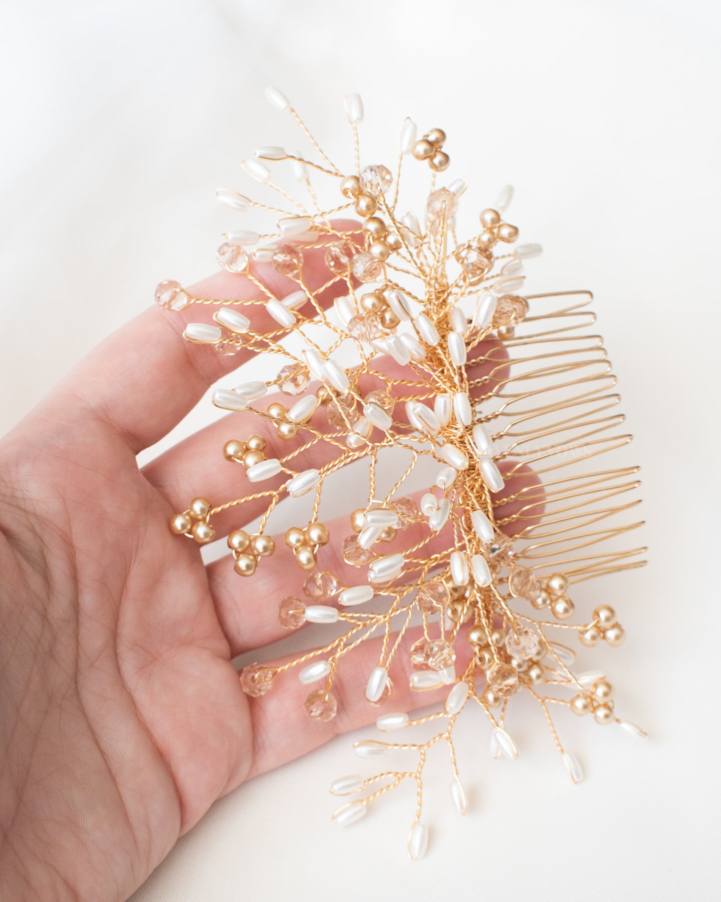 Paula Off-White and Gold Headpiece