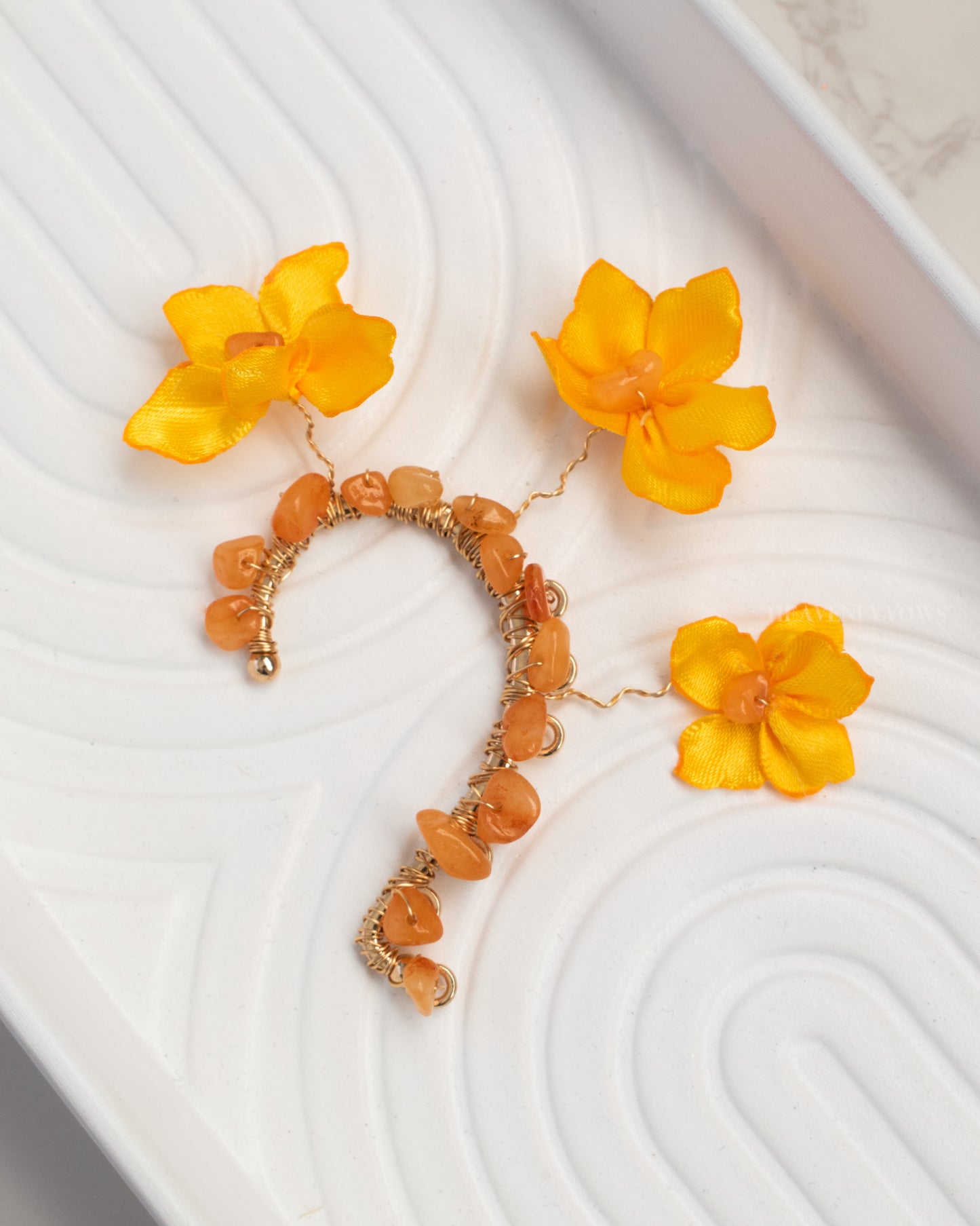 Anara Orange Flowers Ear Cuff